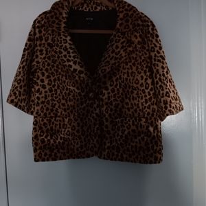 Women's new leopard print cropped jacket